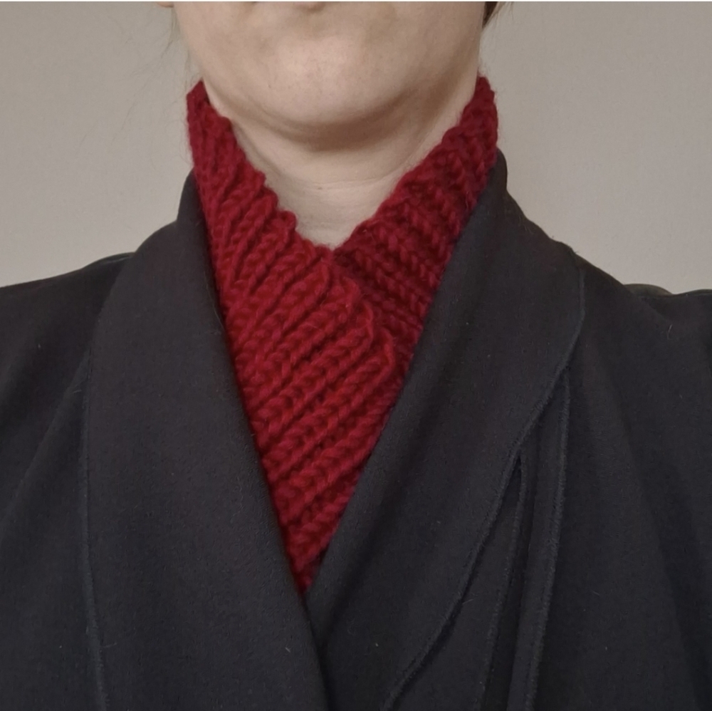 Hand Knit Ribbed Wool Cowl - Picture 2 of 4